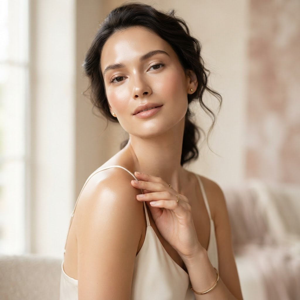 Woman with smooth glowing skin